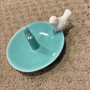 Turquoise Ring Holder with White Bird